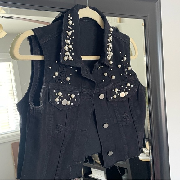 “Let’s Go Girls” Black Denim Vest - Picture 3 of 5